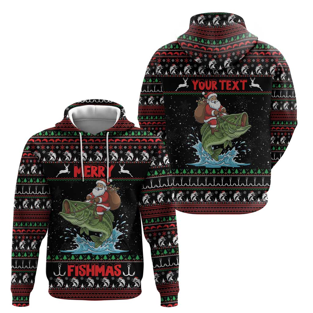 Merry Fishmas Santa Riding Bass Personalized Zip Hoodie Funny Christmas - Wonder Print Shop