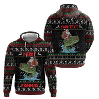 Merry Fishmas Santa Riding Bass Personalized Zip Hoodie Funny Christmas - Wonder Print Shop