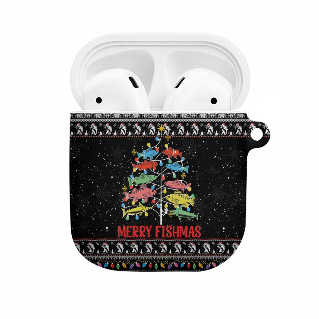 Merry Fishmas AirPods Case Fishing Christmas Tree Lights - Wonder Print Shop