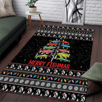 Merry Fishmas Area Rug Fishing Christmas Tree Lights - Wonder Print Shop