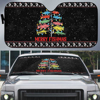 Merry Fishmas Auto Sun Shade Fishing Christmas Tree Lights - Wonder Print Shop