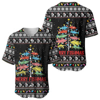 Merry Fishmas Baseball Jersey Fishing Christmas Tree Lights - Wonder Print Shop