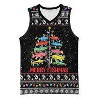 Merry Fishmas Basketball Jersey Fishing Christmas Tree Lights - Wonder Print Shop