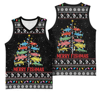 Merry Fishmas Basketball Jersey Fishing Christmas Tree Lights - Wonder Print Shop