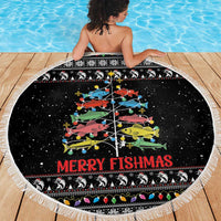 Merry Fishmas Beach Blanket Fishing Christmas Tree Lights - Wonder Print Shop