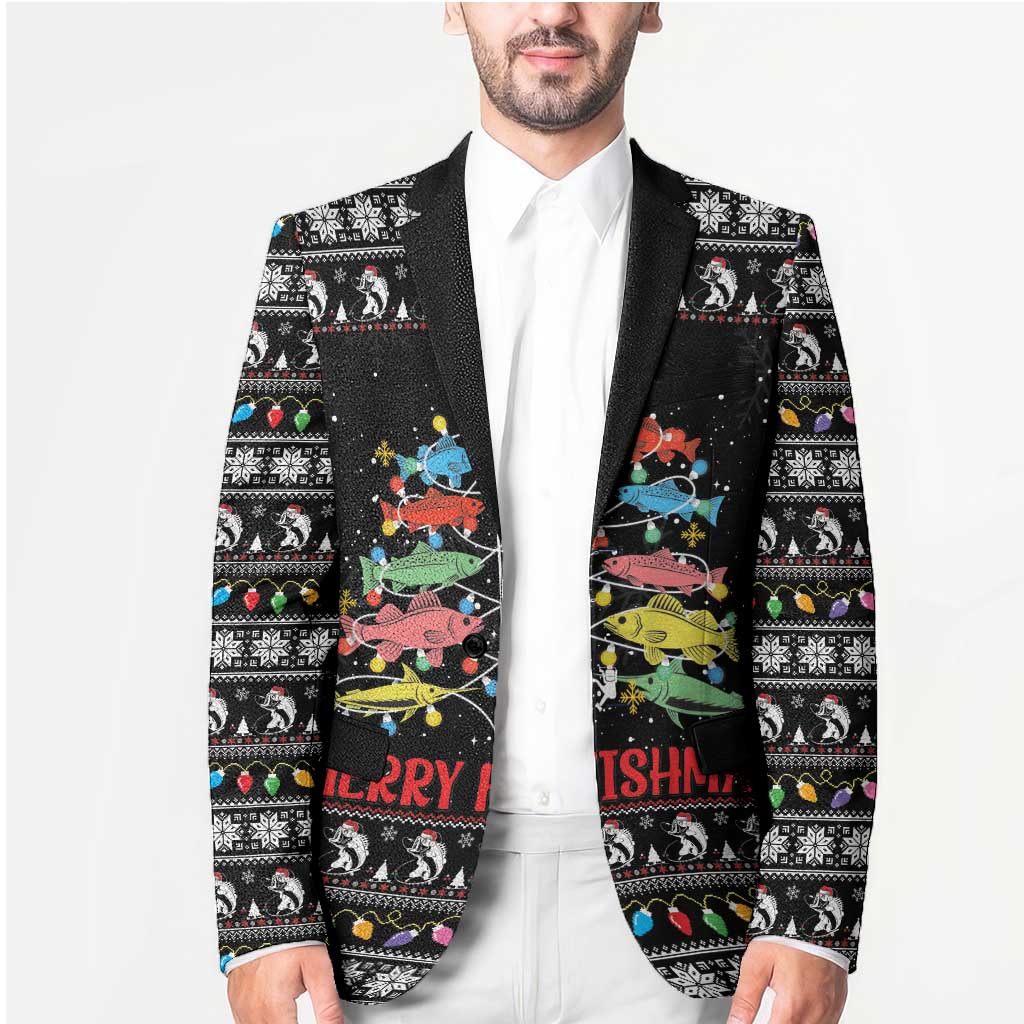 Merry Fishmas Blazer Fishing Christmas Tree Lights - Wonder Print Shop