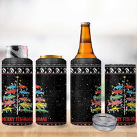 Merry Fishmas 4 in 1 Can Cooler Tumbler Fishing Christmas Tree Lights - Wonder Print Shop