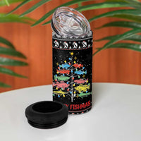 Merry Fishmas 4 in 1 Can Cooler Tumbler Fishing Christmas Tree Lights - Wonder Print Shop