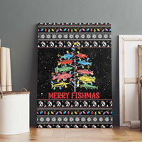 Merry Fishmas Canvas Wall Art Fishing Christmas Tree Lights - Wonder Print Shop