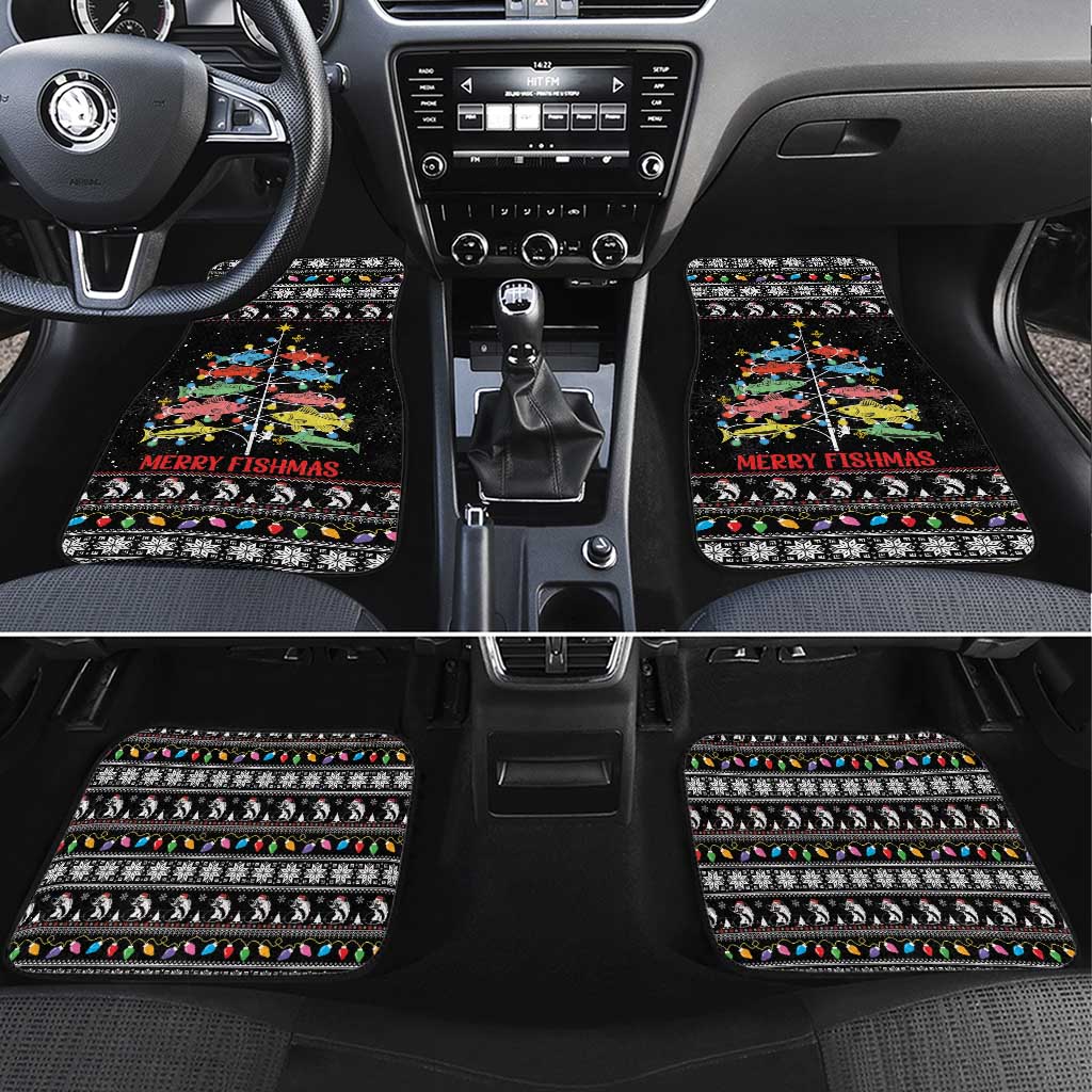 Merry Fishmas Car Mats Fishing Christmas Tree Lights - Wonder Print Shop