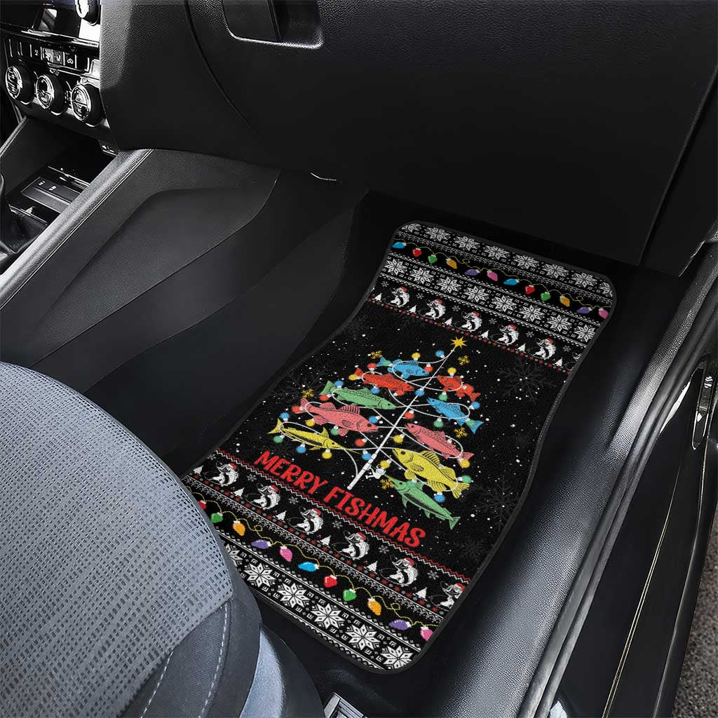 Merry Fishmas Car Mats Fishing Christmas Tree Lights - Wonder Print Shop