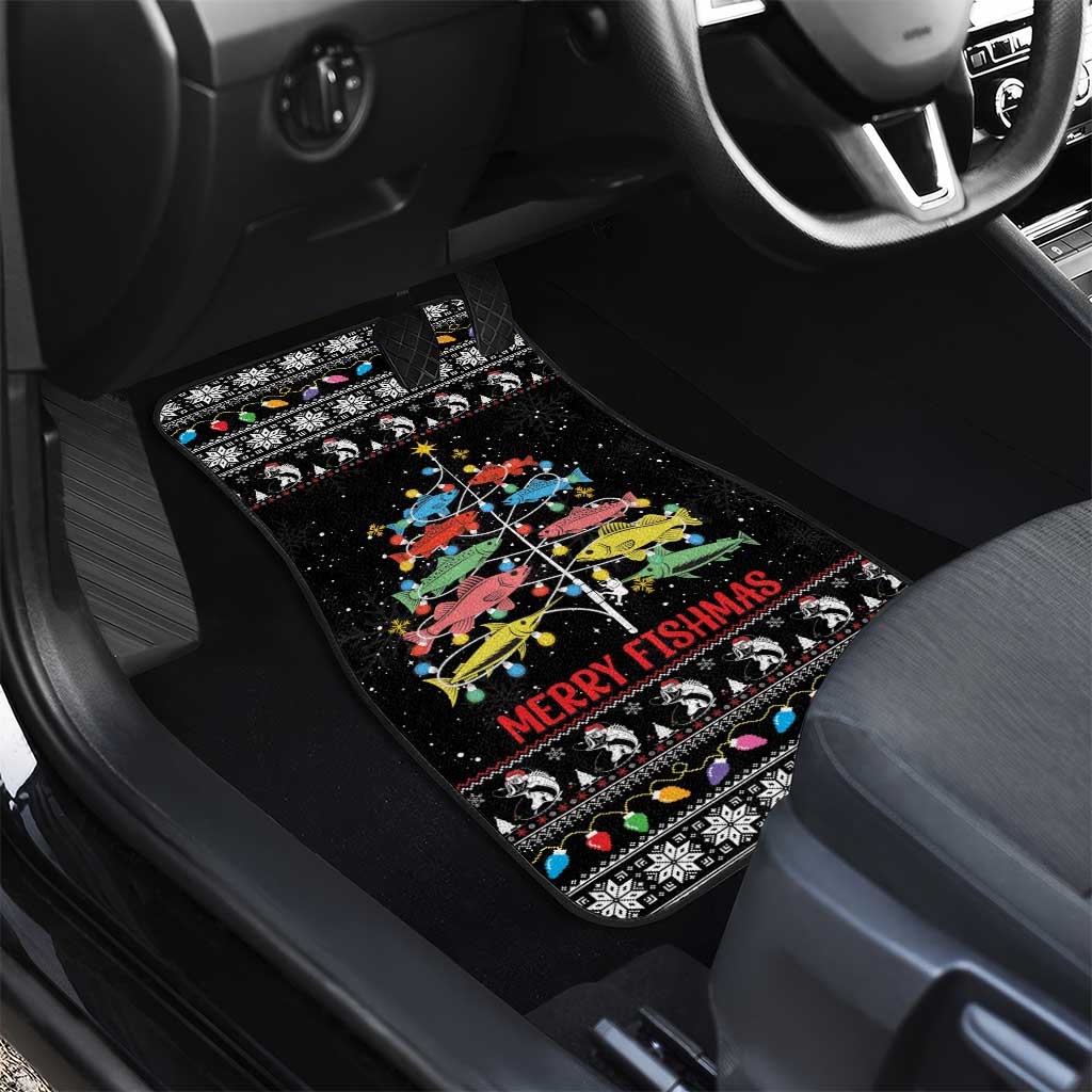 Merry Fishmas Car Mats Fishing Christmas Tree Lights - Wonder Print Shop