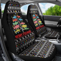 Merry Fishmas Car Seat Cover Fishing Christmas Tree Lights - Wonder Print Shop
