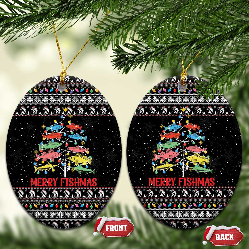 Merry Fishmas Ceramic Ornament Fishing Christmas Tree Lights - Wonder Print Shop