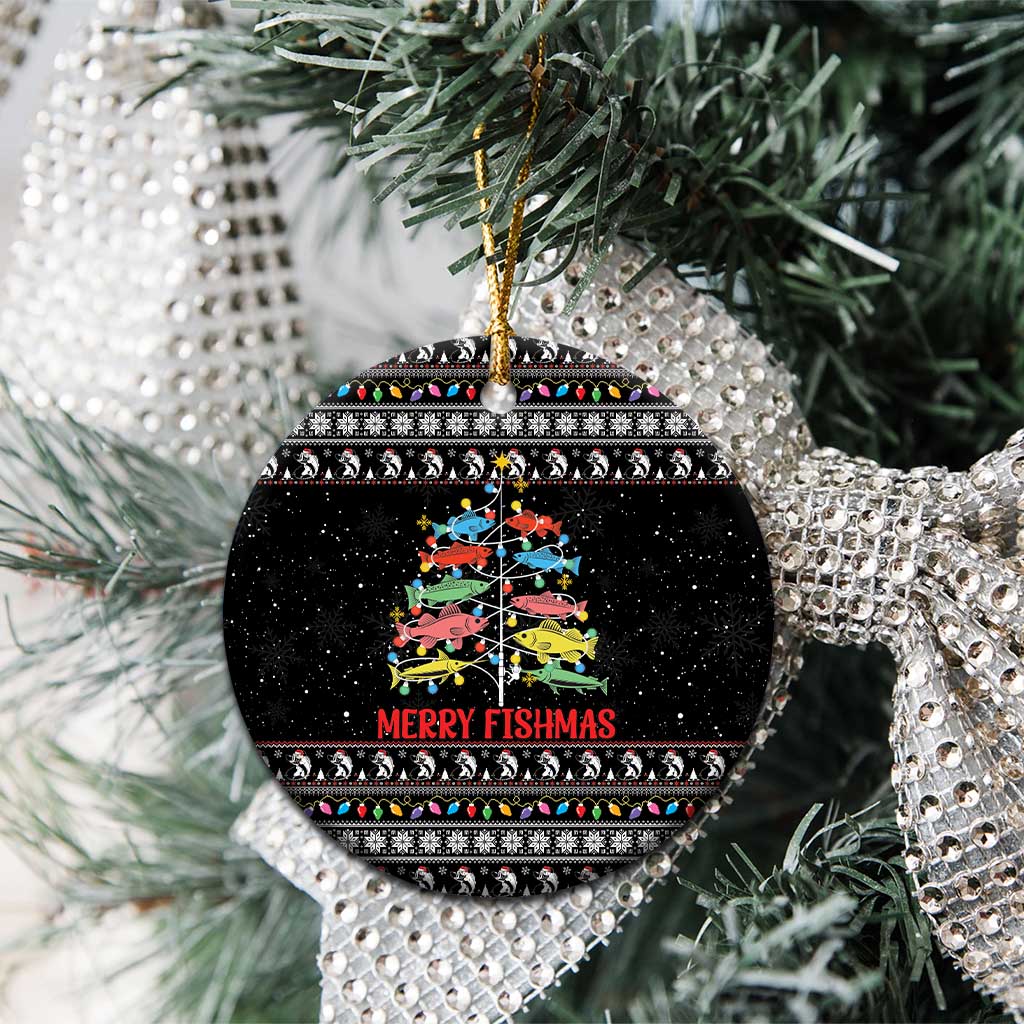 Merry Fishmas Ceramic Ornament Fishing Christmas Tree Lights - Wonder Print Shop