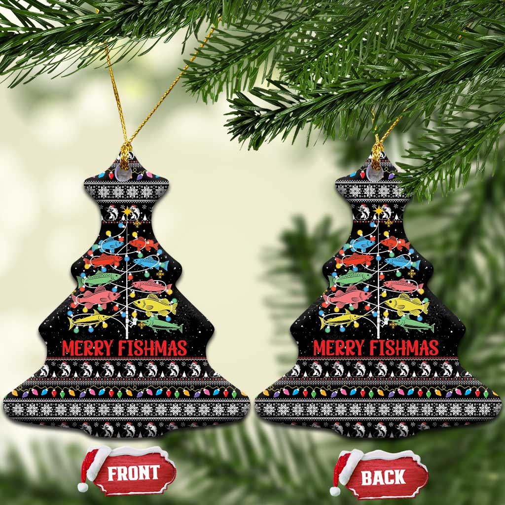 Merry Fishmas Ceramic Ornament Fishing Christmas Tree Lights - Wonder Print Shop