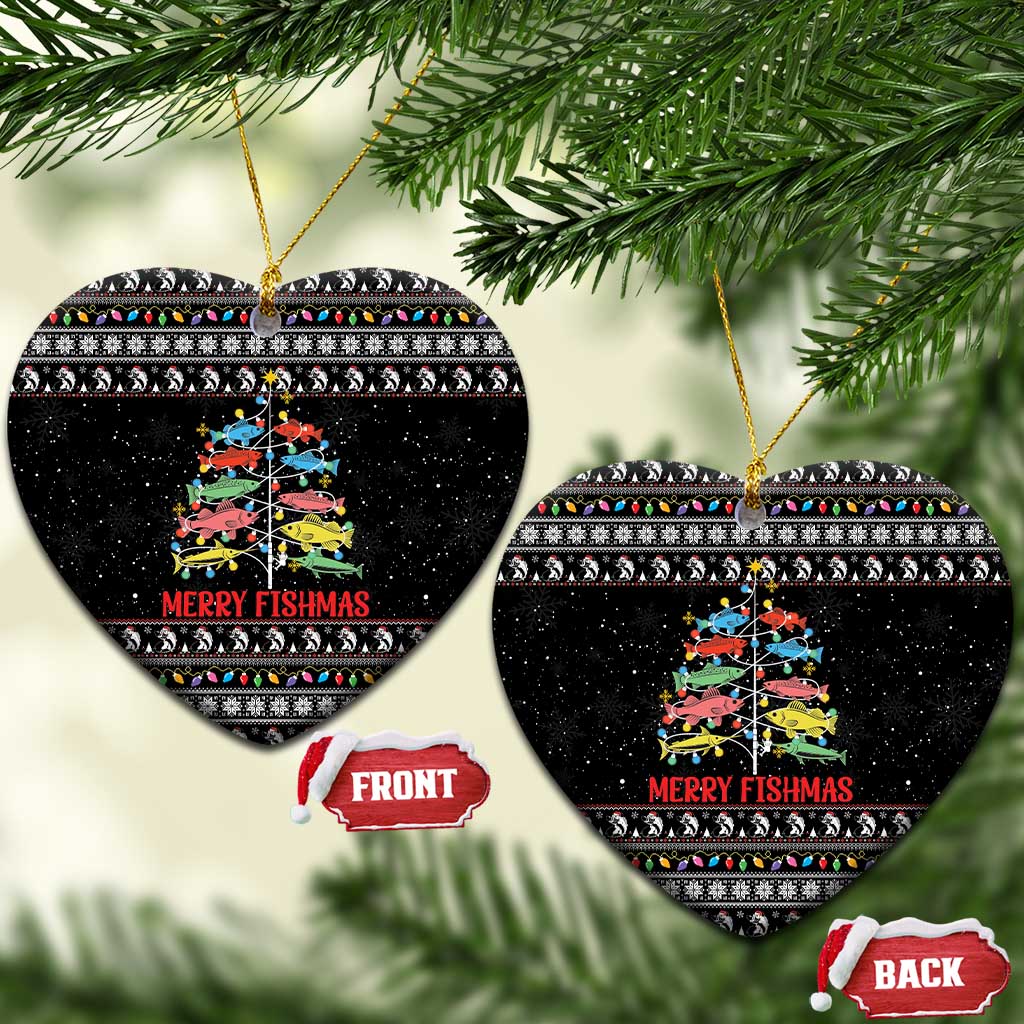 Merry Fishmas Ceramic Ornament Fishing Christmas Tree Lights - Wonder Print Shop