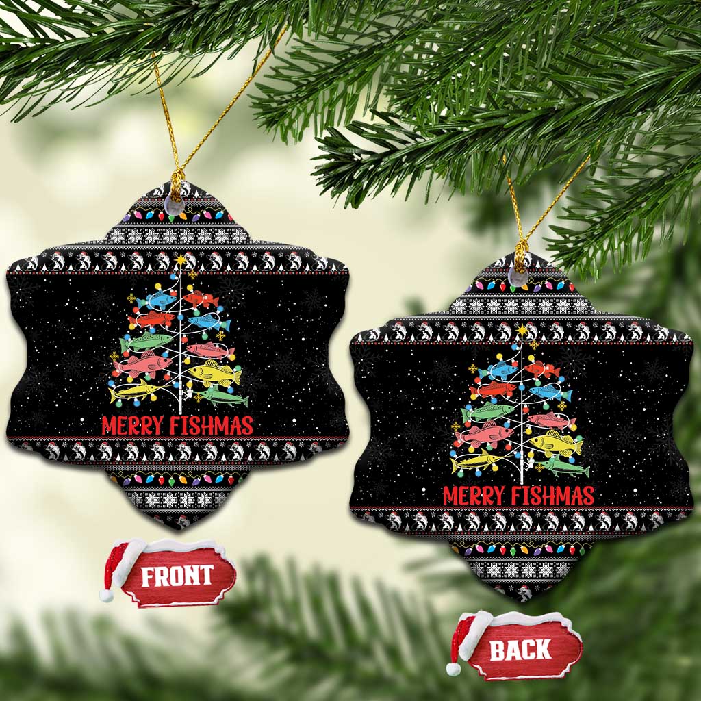 Merry Fishmas Ceramic Ornament Fishing Christmas Tree Lights - Wonder Print Shop