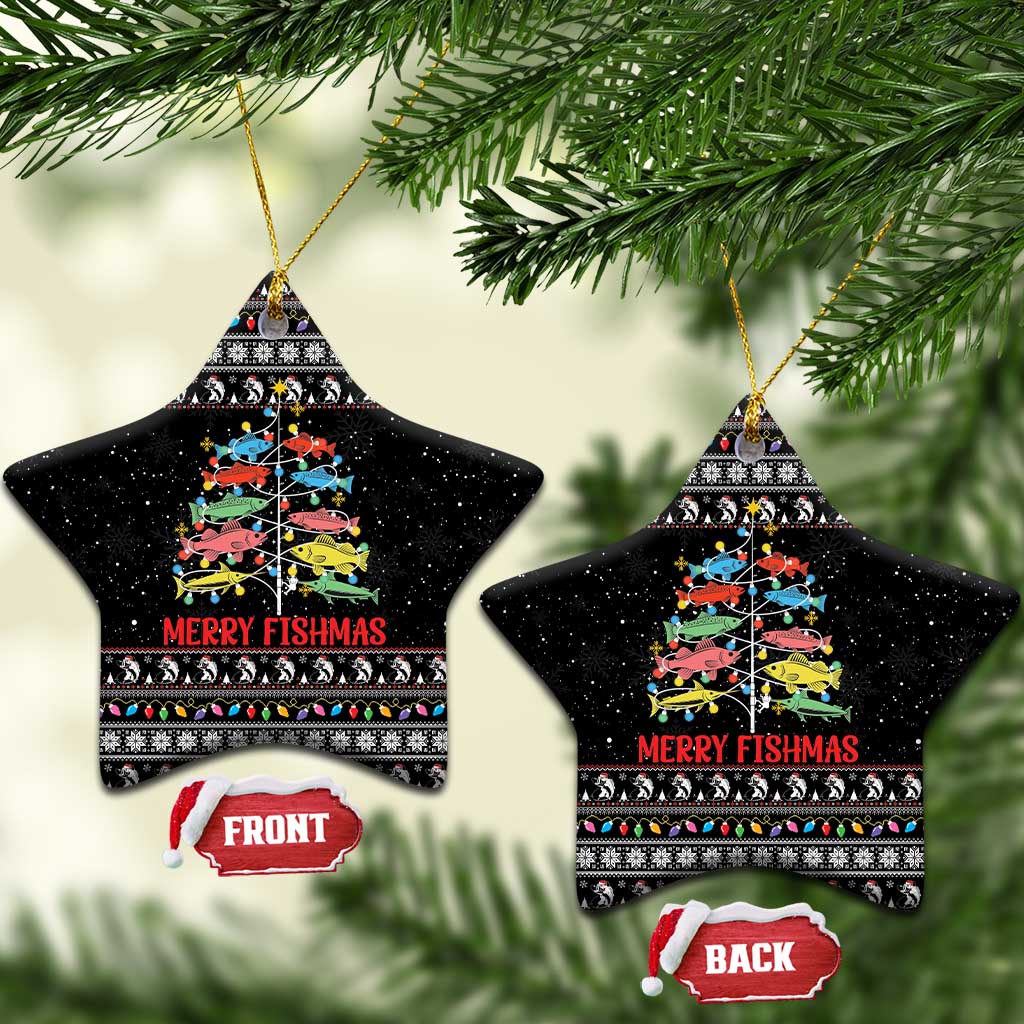 Merry Fishmas Ceramic Ornament Fishing Christmas Tree Lights - Wonder Print Shop
