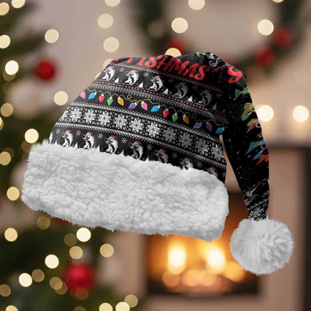 Merry Fishmas Christmas Santa Hat Fishing Christmas Tree Lights - Wonder Print Shop