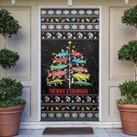 Merry Fishmas Door Cover Fishing Christmas Tree Lights - Wonder Print Shop