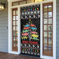 Merry Fishmas Door Cover Fishing Christmas Tree Lights - Wonder Print Shop