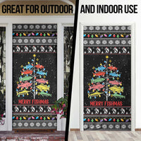 Merry Fishmas Door Cover Fishing Christmas Tree Lights - Wonder Print Shop