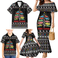 Merry Fishmas Family Matching Mermaid Dress and Hawaiian Shirt Fishing Christmas Tree Lights - Wonder Print Shop