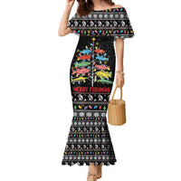 Merry Fishmas Family Matching Mermaid Dress and Hawaiian Shirt Fishing Christmas Tree Lights - Wonder Print Shop