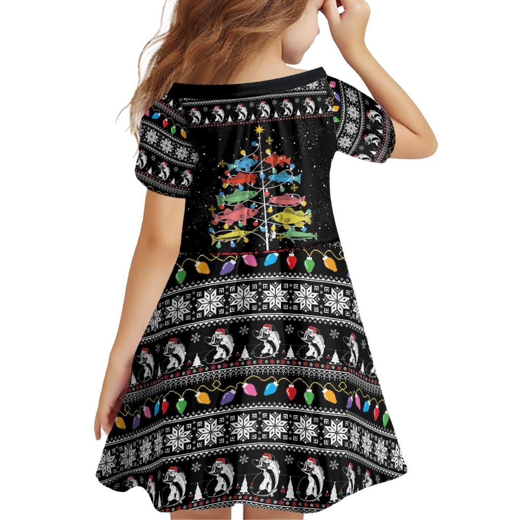 Merry Fishmas Family Matching Off Shoulder Maxi Dress and Hawaiian Shirt Fishing Christmas Tree Lights - Wonder Print Shop