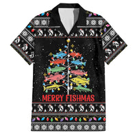 Merry Fishmas Family Matching Off Shoulder Maxi Dress and Hawaiian Shirt Fishing Christmas Tree Lights - Wonder Print Shop