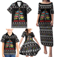 Merry Fishmas Family Matching Puletasi and Hawaiian Shirt Fishing Christmas Tree Lights - Wonder Print Shop
