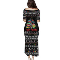 Merry Fishmas Family Matching Puletasi and Hawaiian Shirt Fishing Christmas Tree Lights - Wonder Print Shop