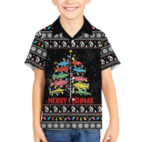 Merry Fishmas Family Matching Puletasi and Hawaiian Shirt Fishing Christmas Tree Lights - Wonder Print Shop