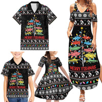 Merry Fishmas Family Matching Summer Maxi Dress and Hawaiian Shirt Fishing Christmas Tree Lights - Wonder Print Shop