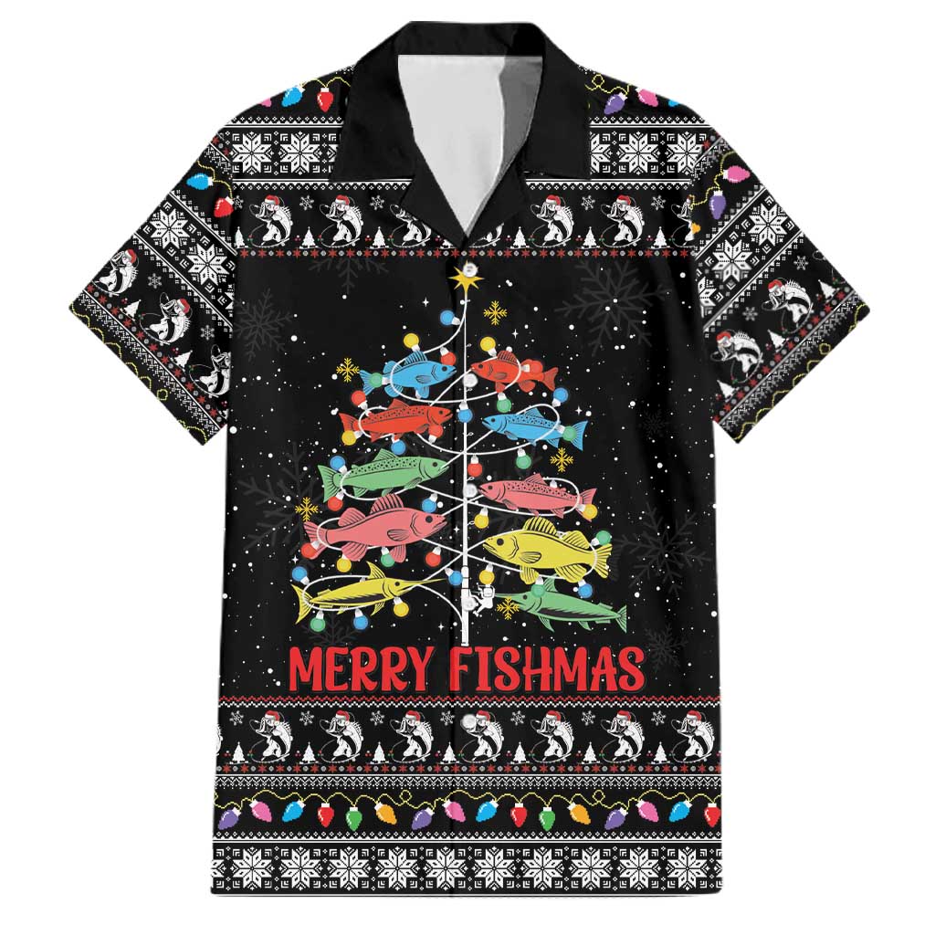 Merry Fishmas Family Matching Summer Maxi Dress and Hawaiian Shirt Fishing Christmas Tree Lights - Wonder Print Shop