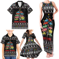 Merry Fishmas Family Matching Tank Maxi Dress and Hawaiian Shirt Fishing Christmas Tree Lights - Wonder Print Shop