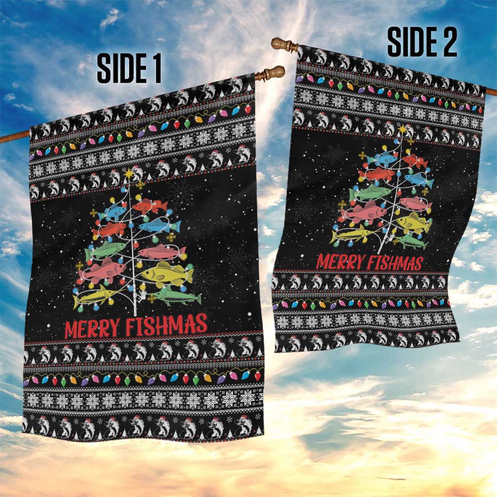 Merry Fishmas Garden Flag Fishing Christmas Tree Lights - Wonder Print Shop
