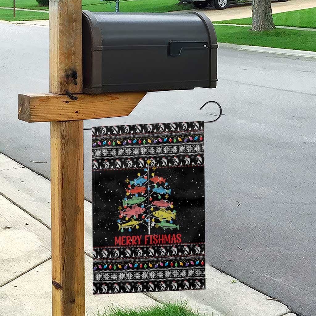 Merry Fishmas Garden Flag Fishing Christmas Tree Lights - Wonder Print Shop
