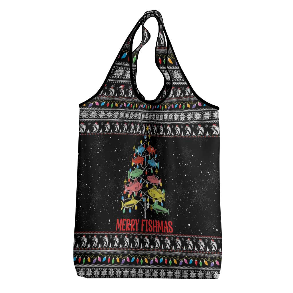 Merry Fishmas Grocery Bag Fishing Christmas Tree Lights - Wonder Print Shop