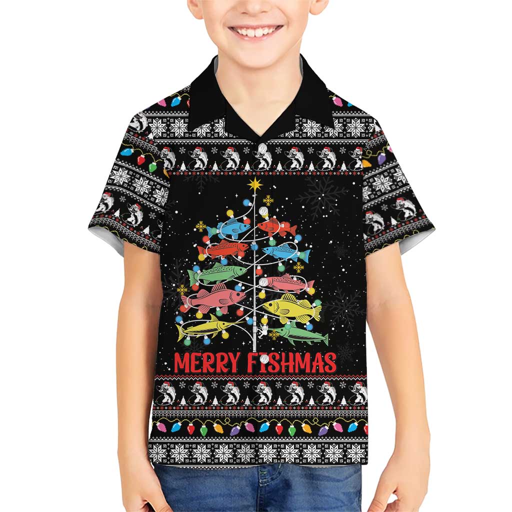 Merry Fishmas Hawaiian Shirt Fishing Christmas Tree Lights - Wonder Print Shop