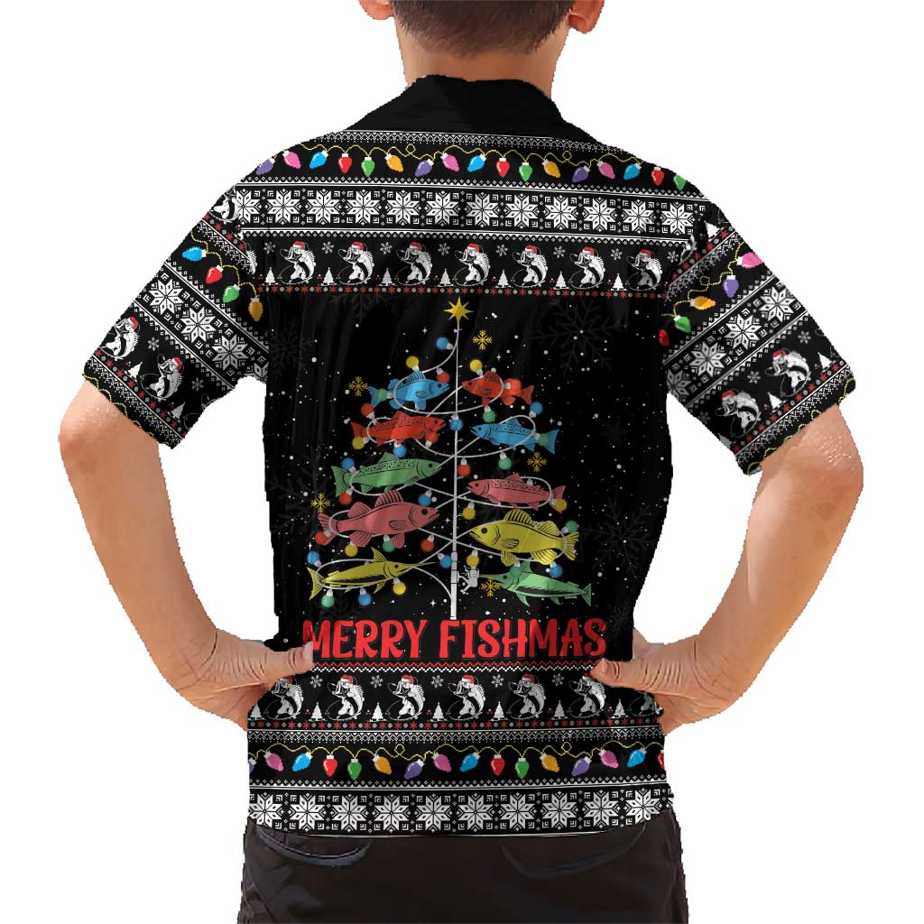 Merry Fishmas Hawaiian Shirt Fishing Christmas Tree Lights - Wonder Print Shop
