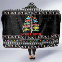 Merry Fishmas Hooded Blanket Fishing Christmas Tree Lights - Wonder Print Shop
