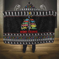 Merry Fishmas Hooded Blanket Fishing Christmas Tree Lights - Wonder Print Shop