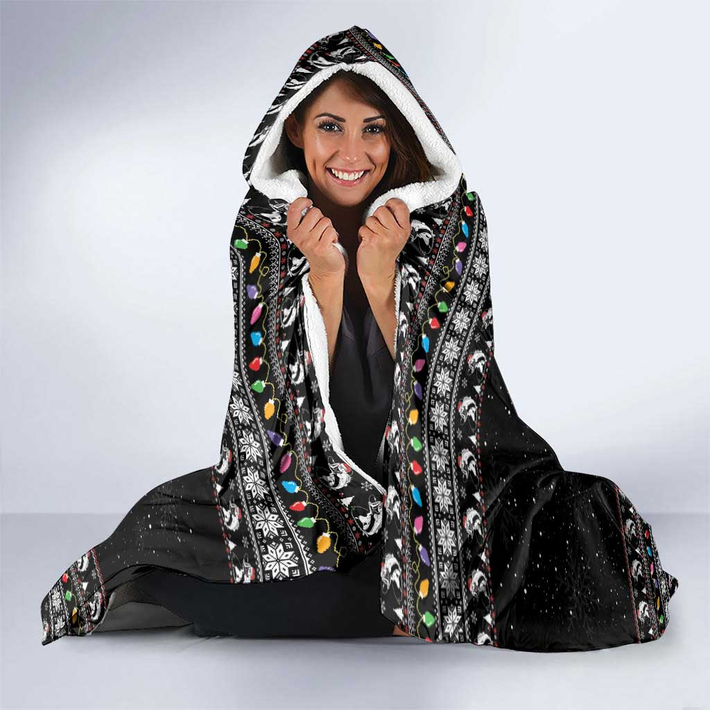 Merry Fishmas Hooded Blanket Fishing Christmas Tree Lights - Wonder Print Shop