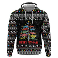 Merry Fishmas Hoodie Fishing Christmas Tree Lights - Wonder Print Shop