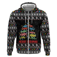 Merry Fishmas Hoodie Fishing Christmas Tree Lights - Wonder Print Shop