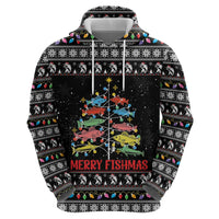 Merry Fishmas Hoodie Fishing Christmas Tree Lights - Wonder Print Shop
