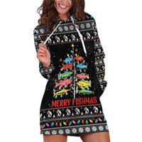 Merry Fishmas Hoodie Dress Fishing Christmas Tree Lights - Wonder Print Shop