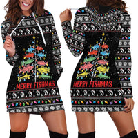 Merry Fishmas Hoodie Dress Fishing Christmas Tree Lights - Wonder Print Shop